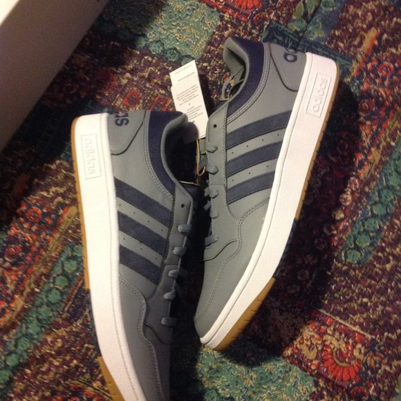 Adidas Men's Hoops 3.0 Gray & Navy Low Sneakers -11.5M - New in Box - Picture 1 of 11